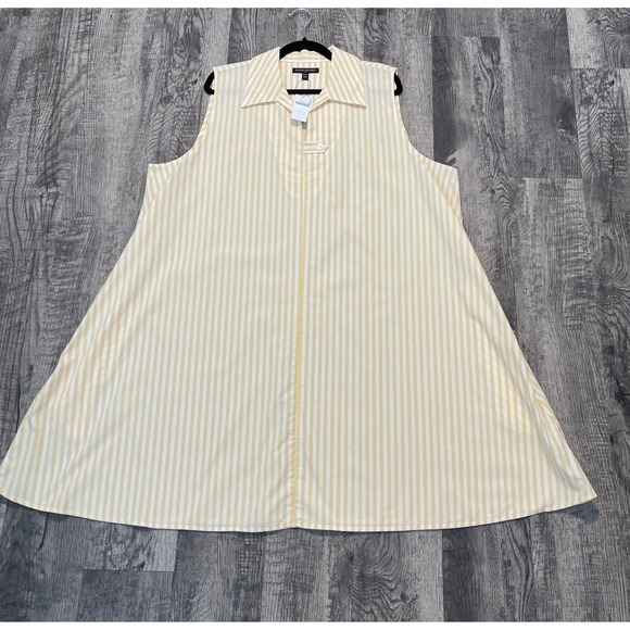 NWT Banana Republic Womens XXL Dress Yellow White Striped Cotton Coastal Preppy - Picture 5 of 7